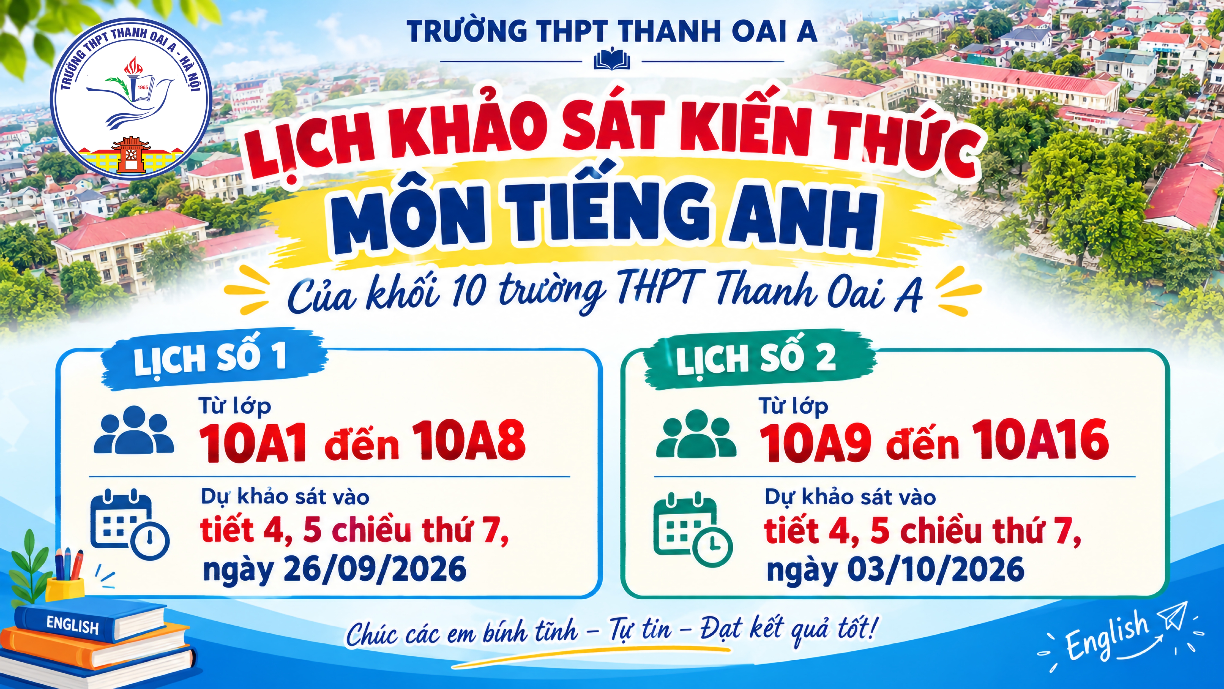Khảo sát kiến thức môn Tiếng Anh 10 đầu năm 2026-2027
